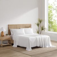 Ensemble de draps HONI 100% rayonne de bambou, tissu sergé, couleur unie, résistant aux plis, qualité hôtel de luxe, toutes saisons, certifié OEKO-TEX