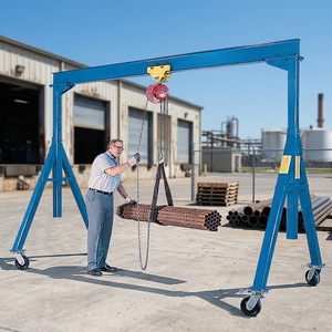 Grúa pórtico móvil ajustable, pequeña y portátil, de acero, de 500 kg a 1 tonelada, para el hogar, garaje o taller. - Product Image 1