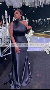 Robes de Demoiselle <span class=keywords><strong>d</strong></span>'<span class=keywords><strong>Honneur</strong></span> Sirène Noires Simples à Une Épaule pour Femmes Africaines, Robes de Soirée pour Invitées de Mariage, Personnalisables - Product Image 4