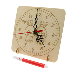 Kit d'horloge en bois bricolage OKYN-G5436: plaque de cadran ronde vierge <span class=keywords><strong>pour</strong></span> enfants <span class=keywords><strong>temps</strong></span> éducatif assemblage d'artisanat en bois - Product Image 3