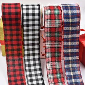 OKAY personnalisé 6.3cm noël ecosse Tartan Plaid Buffalo décoratif filaire bord ruban pour emballage cadeau bricolage décoration - Product Image 3