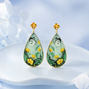 Lord Krishna Diamond 18K Gold Rhodium Plated Korean Bird Floral Teardrop <b>Handmade</b> Luxury Statement <b>Earrings</b> for Women - Product Image 2