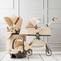 Nouveau 2025 – Poussette 3-en-1 de luxe personnalisée OEM avec siège auto, châssis en alliage d'aluminium, vue haute et pliable – Vente directe