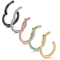 Anillo quirúrgico de acero con bisagras para nariz, y 14g 16g, Piercing para el pezón, cartílago de la oreja, Tragus, hélice, labio, joyería Unisex, 316