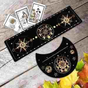 Support de cartes de tarot en bois gravé, présentoir de cartes en cristal noir, articles de divination mystérieux pour la décoration intérieure, rangement de cartes - Product Image 2