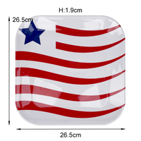 Meilleure vente du marché américain Ensembles de plaques de mélamine en plastique incassables Design drapeau américain