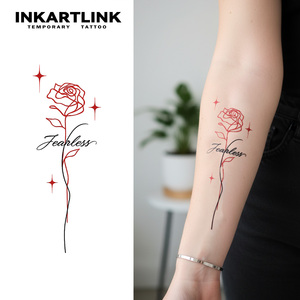 INKARTLINK - Pegatinas <span class=keywords><strong>de</strong></span> Tatuaje con Diseño <span class=keywords><strong>de</strong></span> Rosa Roja Sexy, Personalizadas para Estilizar a Chicas y Mujeres - Product Image 1
