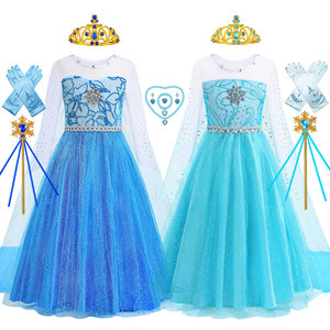 Costume da Principessa <span class=keywords><strong>Elsa</strong></span> Classico di <span class=keywords><strong>Frozen</strong></span>, <span class=keywords><strong>Vestito</strong></span> per Cosplay Anime TV e Film, Abito da Festa per Bambini - Product Image 1