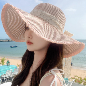 Female Fashion Temperament Large Brim Sun <b>Hat</b> Outdoor Sun protection <b>Hat</b> New Sweet Big Bow Shade <b>Straw</b> <b>Hat</b> - Product Image 6