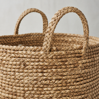 Panier à plantes extra large en jonc de mer tressé à la main pour couvrir les pots d'arbres d'intérieur sur pied avec poignées, style ferme et bohème
