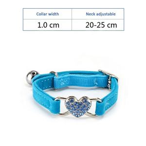 <span class=keywords><strong>Collar</strong></span> de Nailon para Mascotas, con Diseño de Corazón de Franela y Diamantes de Agua, Suave y Cómodo, con Campana para Perros y Gatos - Product Image 5