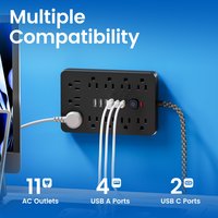 Multiprise portable 17-en-1 avec matériau ignifuge et protection contre les surcharges, ports USB personnalisables