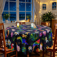 Nappe de table imprimée numérique de qualité supérieure avec motif de perroquet tropical et toucan, couverture de table florale pour décoration sur le thème de la jungle, vente en gros
