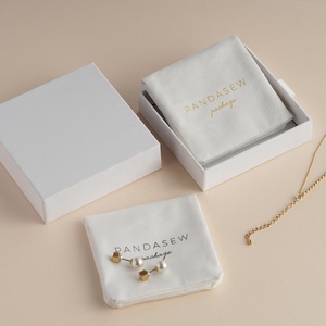 PandaSew Custom Logo Luxury Jewelry Packaging Bag <b>White</b> Suede <b>Envelope</b> Style Jewelry Pouch - Product Image 6