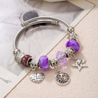 Nouveau Bracelet Breloque Perlé DIY Style Européen et Américain, Multi-éléments en Acier Inoxydable, Alliage de Cuivre, Plaqué Or 14K, Unisexe