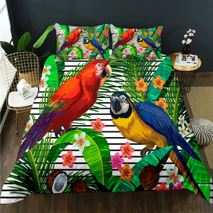 Juego de Ropa de Cama con Funda Nórdica de Poliéster con Diseño de Guacamayos de la Selva Tropical Verde, Suave y Cómodo - Product Image 6