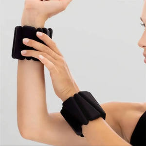 Black Pilates Accessories Set Silicone Wrist and Ankle Weights Ring-Weight Barbell <b>Dumbbells</b> for Exercise Yoga Workout Strength - Product Image 2