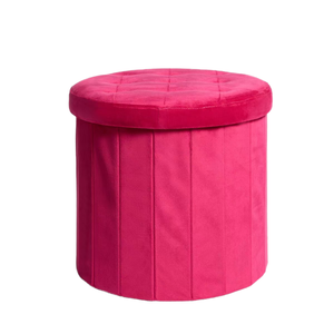Luxury Comfortable Velvet Foldable Round Storage Ottoman Home Decor Round Japanese Style Ottoman Upholstered Stool - Product Image 1