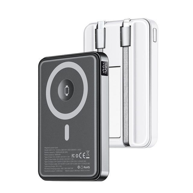 New Design Magnetic Wireless Charging Power Bank 10000mAh Portable Stand Holder with Quick Charge for IPhone/iWatch/