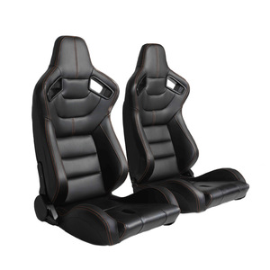 Siège de course universel réglable en PVC noir, siège de voiture de gaming haut de gamme minimaliste, réglage du dossier à 180 degrés, imperméable - Product Image 1