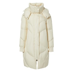 Giacca da <span class=keywords><strong>donna</strong></span> di lusso con cappotto lungo personalizzato bianco anatra piumino con cappuccio chiusura con cerniera taglie forti in poliestere per l'inverno - Product Image 2