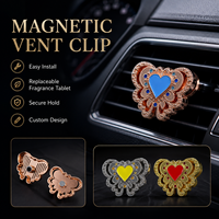 Diffuseur de parfum magnétique de luxe en forme de cœur papillon pour voiture, article promotionnel personnalisé OEM, désodorisant de voiture à clipser sur grille d'aération