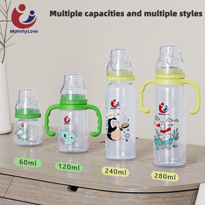 Biberón de Plástico PP Personalizado con Asa y Tetina Estándar para Bebés Recién Nacidos, 2oz 4oz 5oz 8oz 10oz 240ml, Libre de BPA - Product Image 1