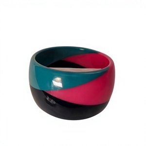 Fancy High Quality Geometric <b>Acrylic</b> Bangles Bracelet Multicolor Resin Fashion Trendy Stylish Design Unisex Jewelry Party Woman - Product Image 1
