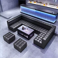 Sièges de cabine de DJ en cuir noir illuminé moderne pour la maison Bar Restaurant Discothèque Narguilé Salon Vente Meubles Ensemble de table de bar
