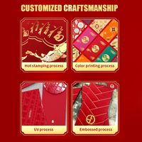 Logo personnalisé, design personnalisé, estampage à chaud en feuille d'or, papier de haute qualité, adorables enveloppes rouges à motifs d'animaux de dessin animé pour le Nouvel An chinois