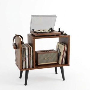 Support pour tourne-disque, console multimédia avec rangement, couleur châtain/gris/noyer foncé/noir/naturel, prix de gros - Product Image 1
