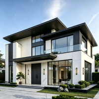 Grande Villa Modulaire Préfabriquée Moderne et Minimaliste en Acier Léger, Chambre et Salle de Bain, Marque KT, Hôtel 5 Appartements