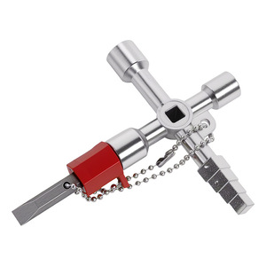Four In One Multi Functional Silver <b>Key</b> Wrench Metric Stainless Steel Double End <b>Square</b> Opening Industrial Manual Screwdriver - Product Image 4