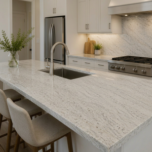 Dalle de comptoir en granit blanc naturel poli pour îlot de cuisine, dessus de meuble de salle de bain, surface de travail moderne sur mesure - Product Image 1