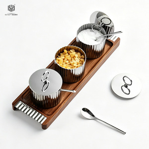 Silver Patterned <b>Spice</b> <b>Jar</b> 304 Stainless Steel Airtight With Lid And Spoon Kitchen Salt Sugar Set M Size - Product Image 3