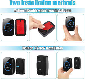 1T2 60 tonos de llamada y 5 niveles de volumen Alerta de puerta de entrada Kit de timbre de CC digital alimentado por batería AA 2 receptores - Product Image 4