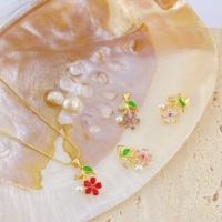Pendentifs et breloques romantiques en laiton plaqué or 18 carats incrustés de zircon, motif coquillage, perle et rose, pour femme, idéal comme cadeau