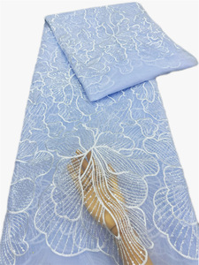 Venta al por mayor de encaje de lentejuelas con purpurina <span class=keywords><strong>bordado</strong></span> de flores <span class=keywords><strong>tela</strong></span> teñida de malla diseño simple mujeres vestido de boda vestido de fiesta trajes de escenario - Product Image 6
