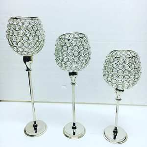 Support de bougie de table en métal et perles de cristal, décoratif de luxe pour la maison, éclairage pour mariages et décorations de Noël - Product Image 4