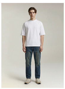 T-shirt technique avec logo personnalisé |   T-shirt japonais anti-rides coupe ample 220g |   Haut à cinq manches pour homme, anti-transpiration, à épaules tombantes - Product Image 5