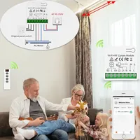 Interrupteur de rideau sans fil RF Tuya Smart Life, module de volet roulant 433 MHz, télécommande 5-en-1 pour portes de garage, fenêtres, stores, compatible Alexa