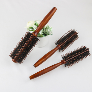 <span class=keywords><strong>Brosse</strong></span> à cheveux en poils de sanglier avec picots en nylon, manche en bois, pour démêler, lisser, boucler, volumiser et sécher les cheveux à la maison - Product Image 1