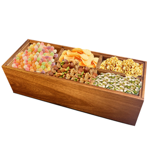 Bandeja de aperitivos para fiestas, caja de almacenamiento, bandeja para servir nueces y dulces, caja de madera para frutas secas - Product Image 1