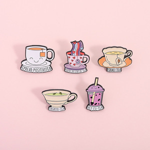 Cross-border Nova Tarde Chá Xícara De Café Forma Animal Broche Digital Comércio Exterior Criativo Bubble Tea Metal Badge Pin - Product Image 3