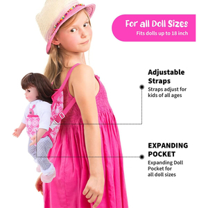 Mini sac à dos pour poupées V059 personnalisé de haute qualité, rose, respirant, accessoires avec bretelles réglables - Product Image 5