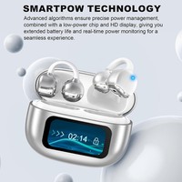 Écouteurs à conduction osseuse G08 Bluetooth 5.4, étanches, pour le sport, avec design confortable à clipser et affichage numérique