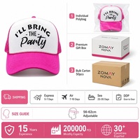 Casquette de fête personnalisée en mousse, style camionneur, avec maille néon, snapback 5 panneaux, réglable, pour enterrement de vie de jeune fille, vente en gros, faible MOQ