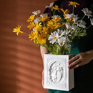 북유럽 현대 3D 책 모양 꽃병 사용자 정의 사무실 거실 홈 장식 꽃을위한 세라믹 책 꽃병