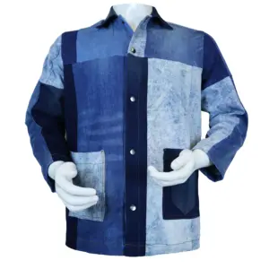 OEM Nouvelle mode décontractée pour hommes 100% coton boutonné à manches longues en jean indigo chemise à écussons en denim