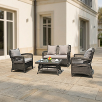 Juego de Muebles de Exterior AUDU de Mimbre de Poliéster Moderno - Diseño Confortable, Impermeable y Ecológico para Parques, Casas de Campo y Patios